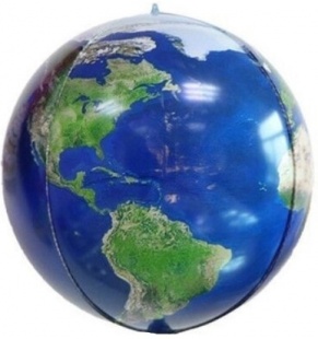 Шар (24''/61 см) Сфера 3D, Планета Земля, 1 шт.