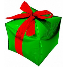 Шар Куб Подарок с бантиком Зелёный