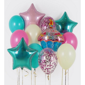 Гелиевые шарики «С днём рождения (кекс)»