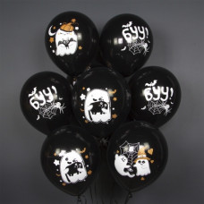 Шар (12''/30 см) Милые Привидения, Черный, пастель