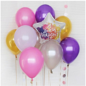 Гелиевые шарики В день рождения краски Ярче
