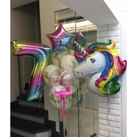 Набор из воздушных шаров Радужный Единорог на День Рождения 7 лет