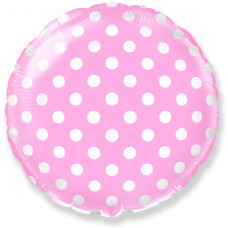 Воздушный шар (18''/46 см) Круг, Точки, Розовый