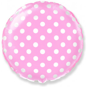 Воздушный шар (18''/46 см) Круг, Точки, Розовый
