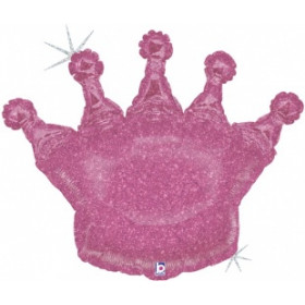 Шар 91 см Фигура Корона Розовый Голография