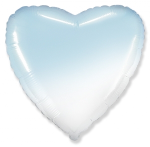 Шар сердце с гелием голубой градиент 81 см