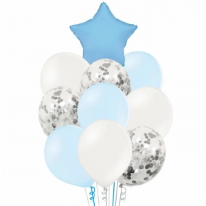Фонтан из воздушных шаров с голубой звездой