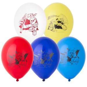 Воздушные шары с гелием Черепашки Ниндзя, ассорти, пастель, 30 см. 15 шт