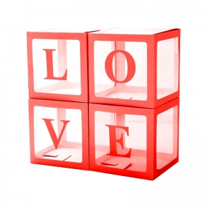 Набор коробок для шаров, Love, Красный, 30*30*30 см, 4 шт для фотозоны