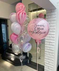 Композиция из воздушных шаров на День Рождения Агаты и Кристаллы