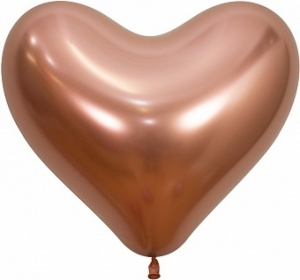 Шар Сердце 35 см Reflex, Зеркальный блеск, Розовое золото хром