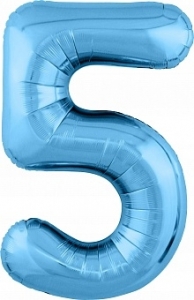 Шар Цифра 5 Slim, размер 102 см , цвет Голубой