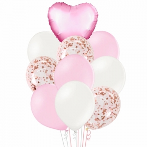Фонтан из воздушных шаров с розовым сердцем