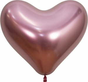 Шар Сердце 35 см Reflex, Зеркальный блеск, Розовый хром