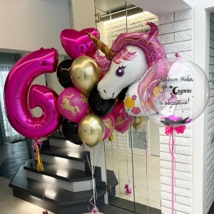 Набор из воздушных шаров Цветочный Единорог на День Рождения 6 лет