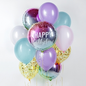 Фонтан из воздушных шаров на День Рождения Желаем Счастья