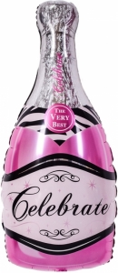 Воздушный шар Бутылка Шампанское Розовый, с гелием, 99 см