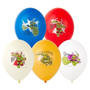 Воздушные шары с гелием Леонардо, Рафаэль, Донателло и Микеланджело, ассорти, пастель, 30 см. 15 шт