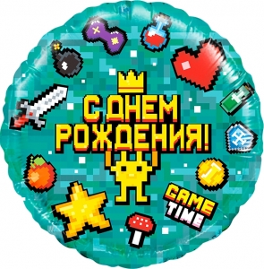 Воздушный шар Шар 46 см Круг Game Time Пиксели