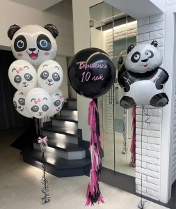 Набор из воздушных шаров на День Рождения Милые панды на 10 лет