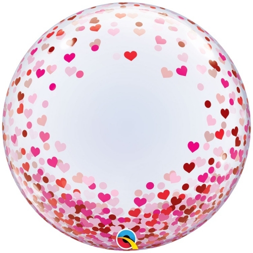Воздушный шар баблс с гелием Парящие Сердца  55 см