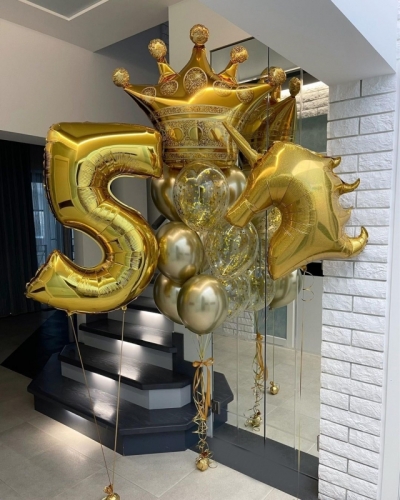 Набор из воздушных шаров Золотой Единорог для Принцессы на 5 лет