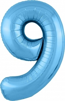 Шар Цифра 9 Slim, размер 102 см, цвет Голубой