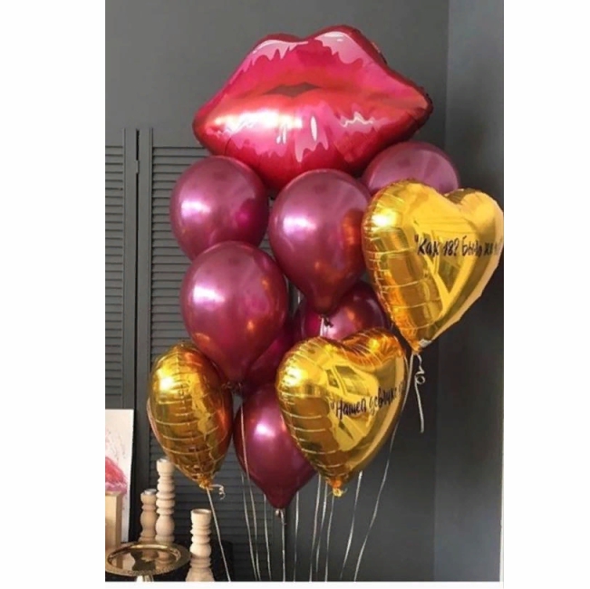 Гелиевые шары в композиции Сердечные губы