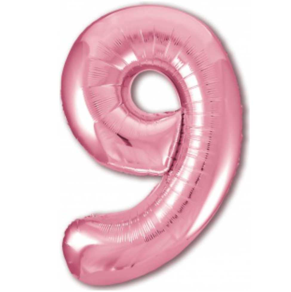 Шар фольгированный, размер 102 см, Цифра 9, цвет Розовый фламинго