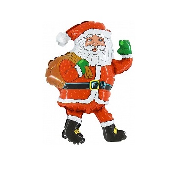 Фигурный шар Дед мороз с мешком Красный