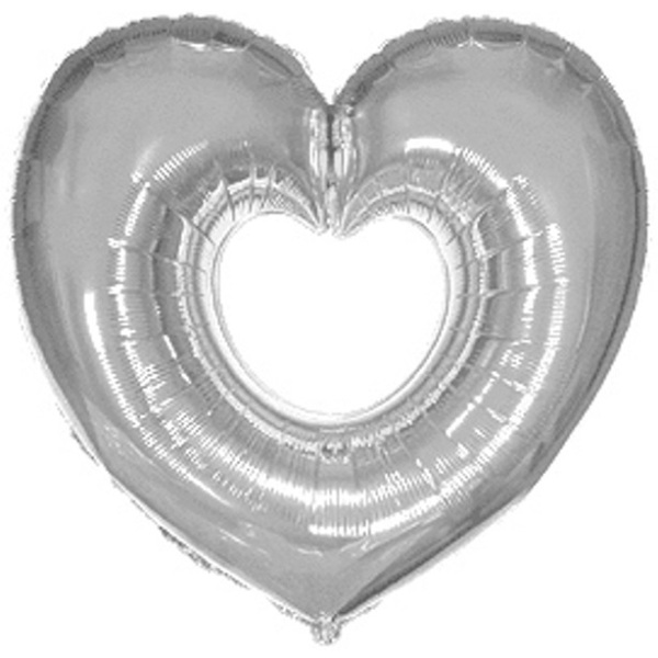 Фольгированный шар форма сердца"Серебро"