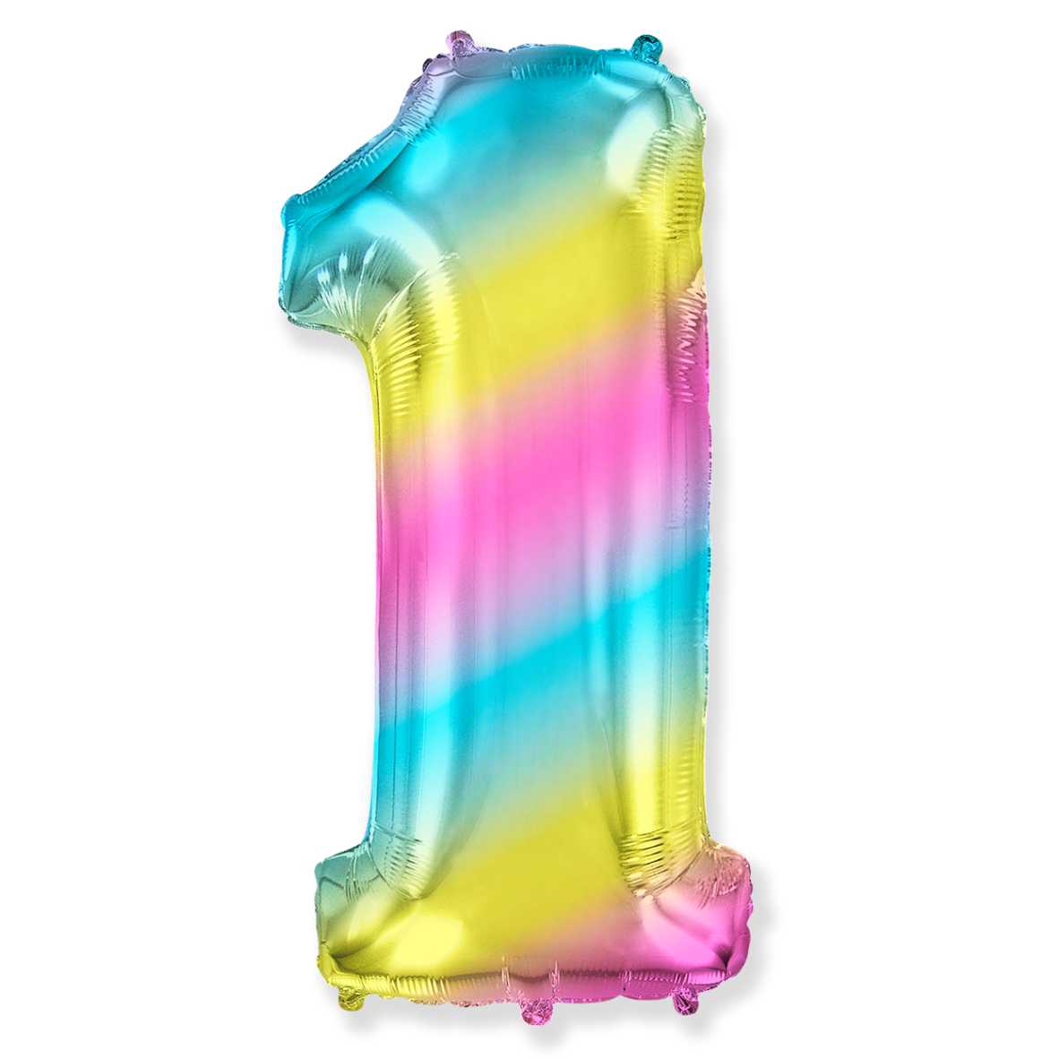 Шар цифра 1 размер (40''/102 см) Диагональная радуга, Градиент