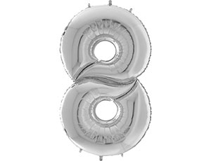 ЦИФРА шар "8" серебро 64"/160 см Silver