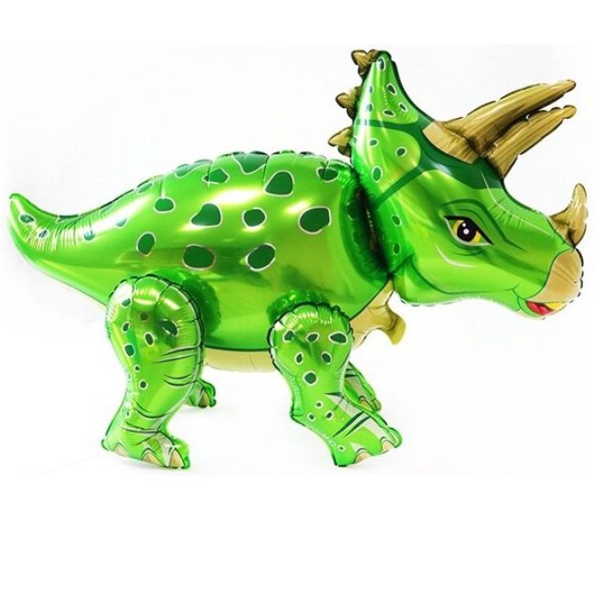 Шар (36''/91 см) Ходячая Фигура, Динозавр Трицератопс, Зеленый, в упаковке 1 шт.