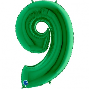 Шар цифра 9 зелёная