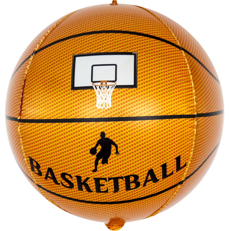 Шар (24''/61 см) Сфера 3D, Баскетбольный мяч, Коричневый, 1 шт.