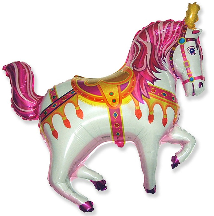 Фольгированный шар (39''/99 см) Фигура, Лошадь ярмарочная, Фуше