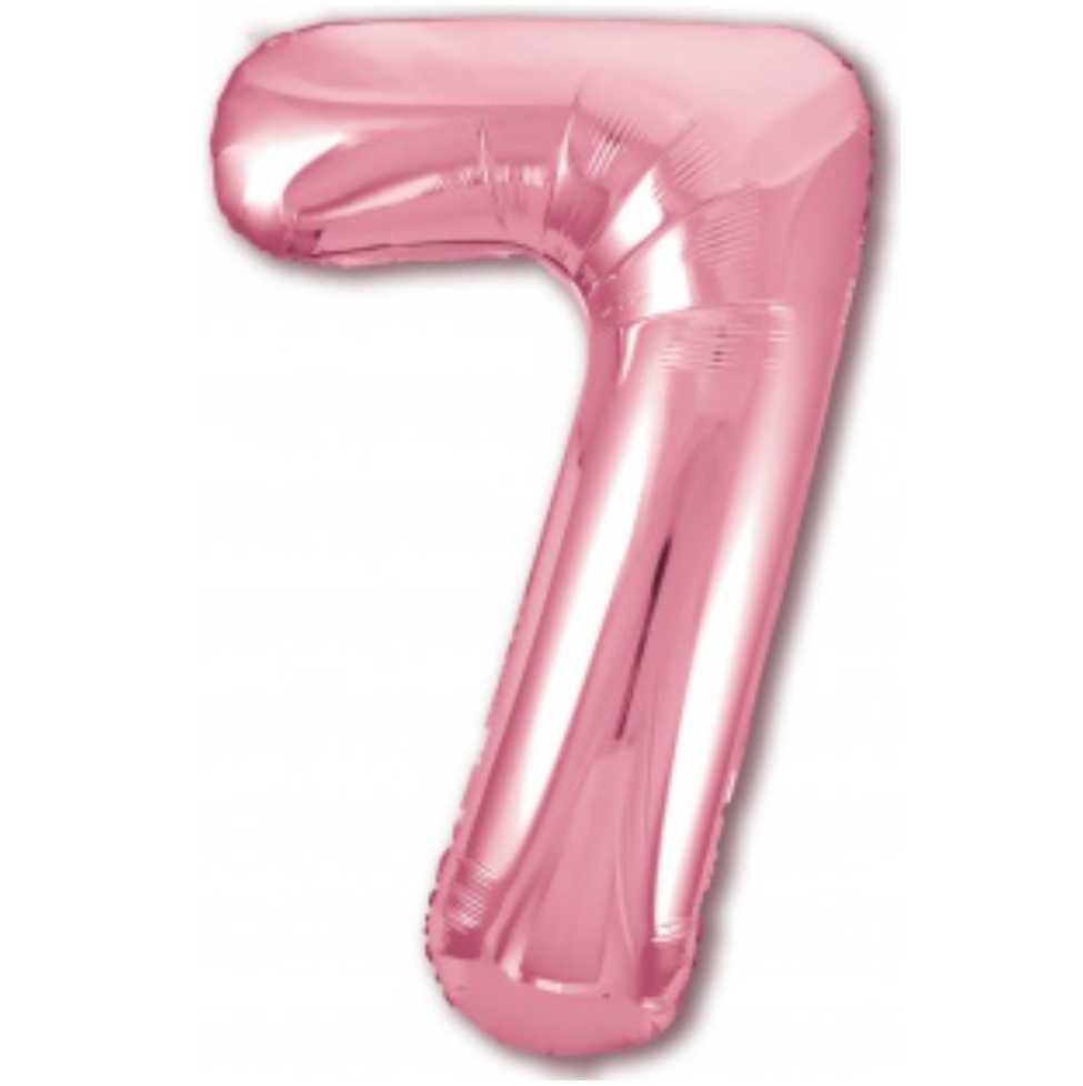 Шар фольгированный, размер 102 см, Цифра 7, цвет Розовый фламинго