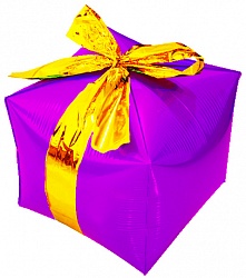 Шар Куб Подарок с бантиком Фуксия