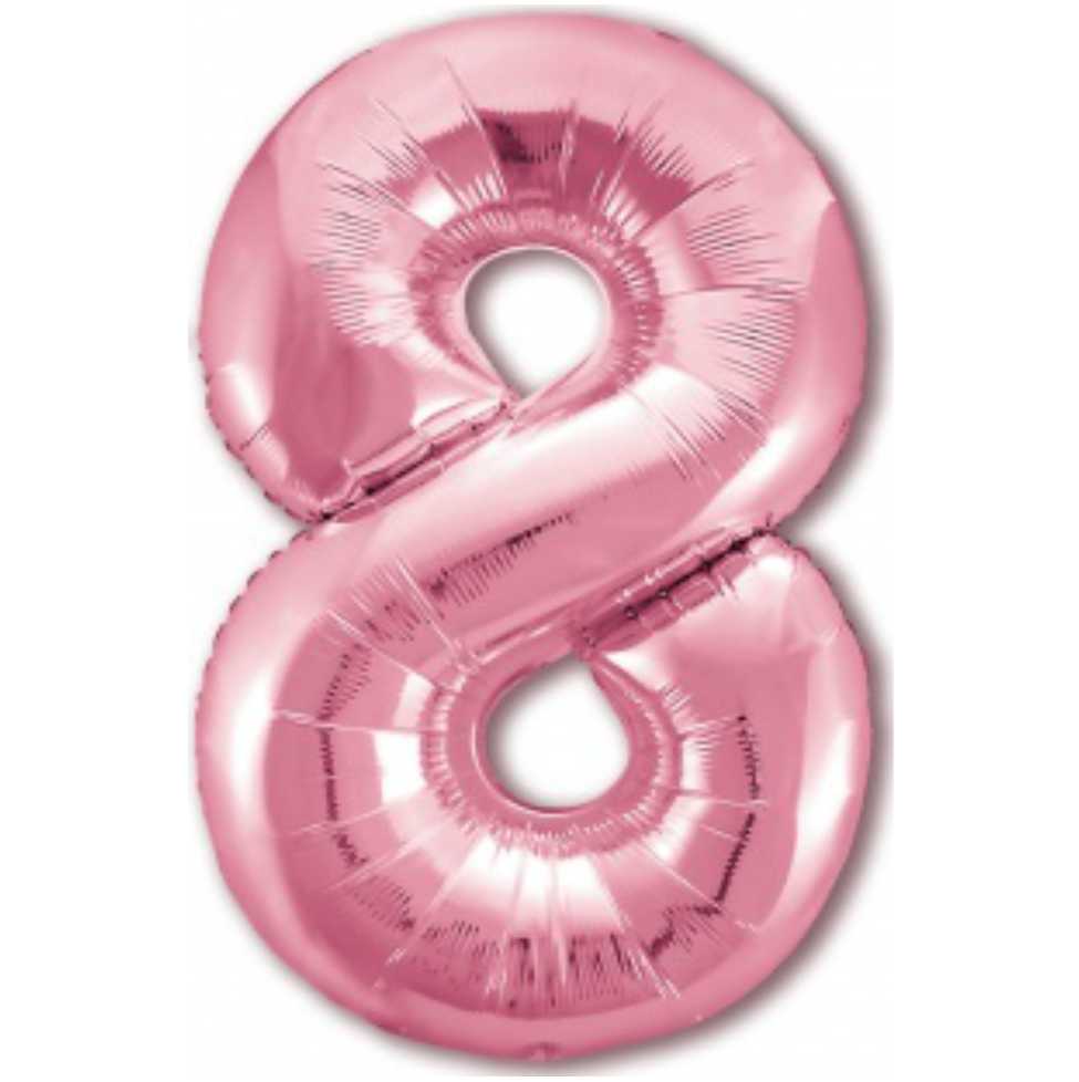 Шар фольгированный, размер 102 см, Цифра 8, цвет Розовый фламинго