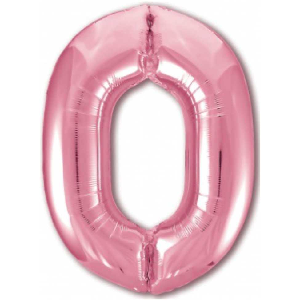 Шар фольгированный, размер 102 см, Цифра 0, цвет Розовый фламинго