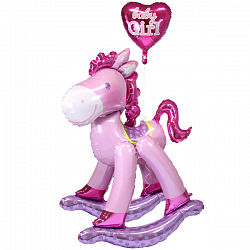 Шар ходячая фигура Розовая Лошадка качалка