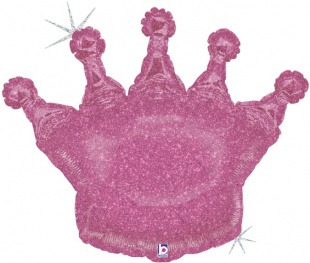 Шар 91 см Фигура Корона Розовый Голография