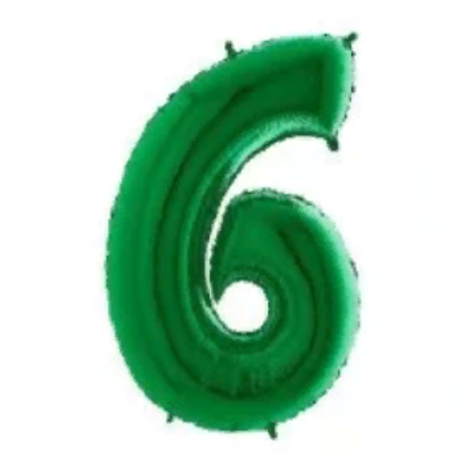 Шар цифра 6 зелёная